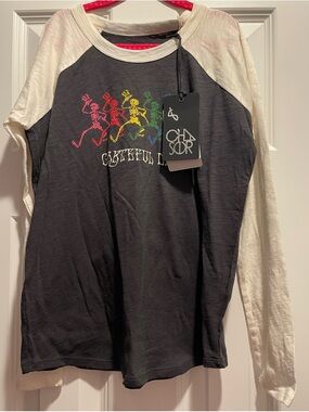 NWT Chaser Grateful Dead dancing skeletons top - unisex size 8